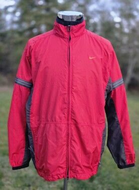 Vintage 90s NIKE Fit Windbreaker Track Jacket Swoosh White Label VTG Y2K Mens L